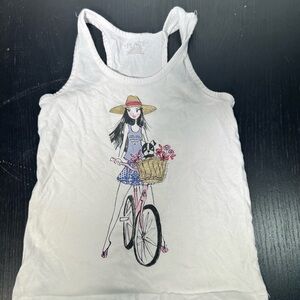 Place White Racerback Tank Top with Artistic Graphic